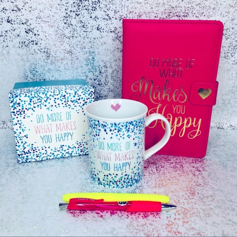 $10 SALE! Cheer You Up Gift Set “Do More of What Makes You Happy” Mug & Journal